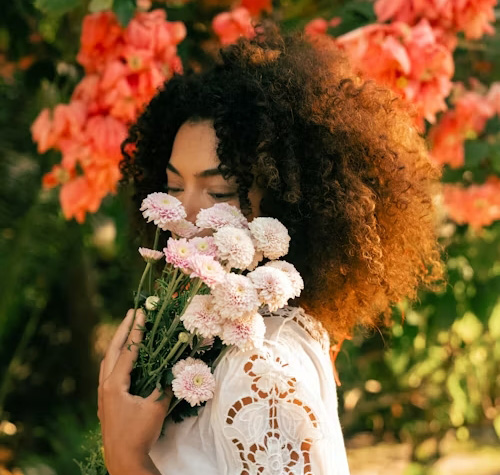 Image of a woman with flowers
